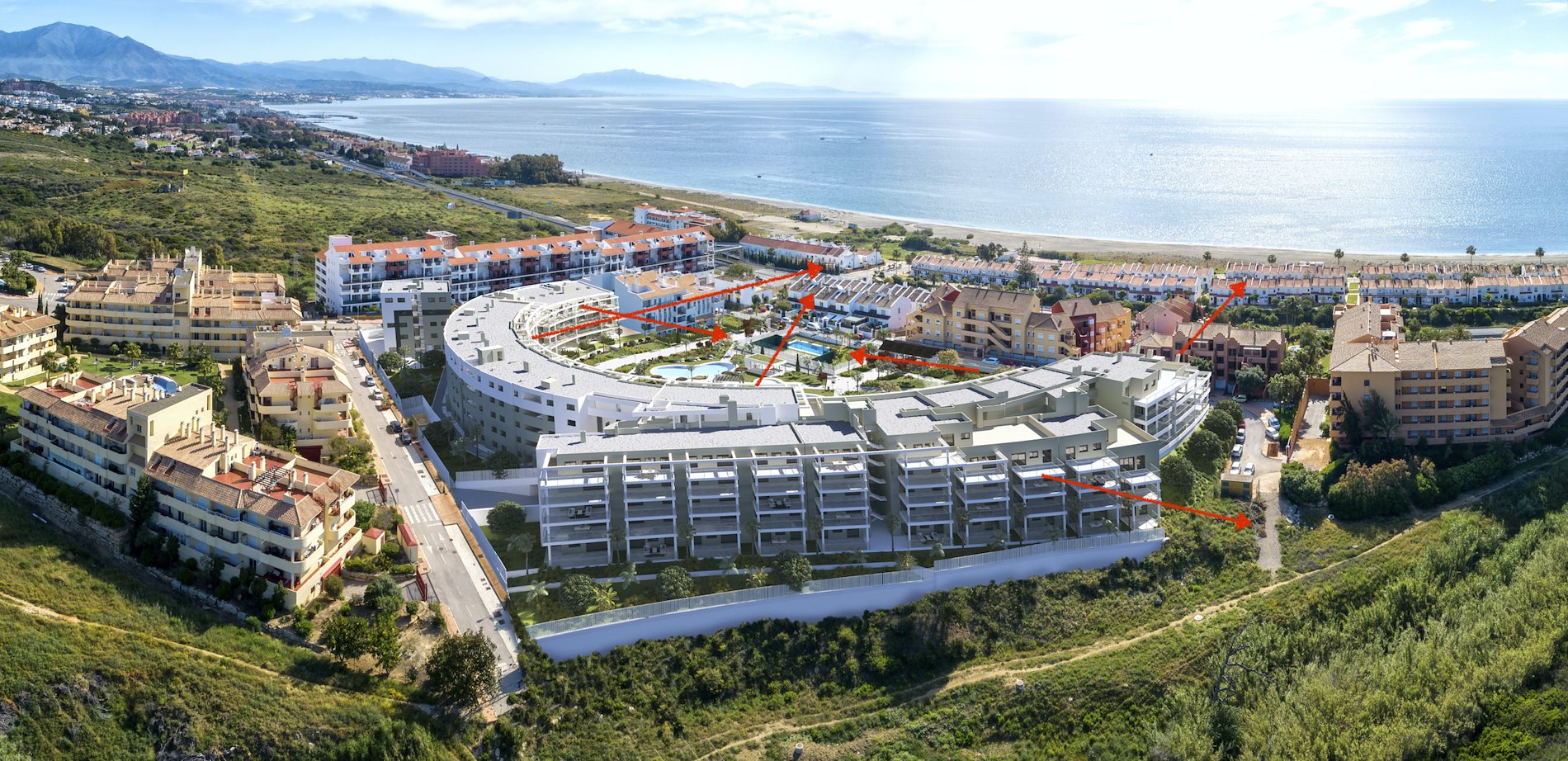 Obra nueva a 150 m de la playa con piscinas y gimnasio.-